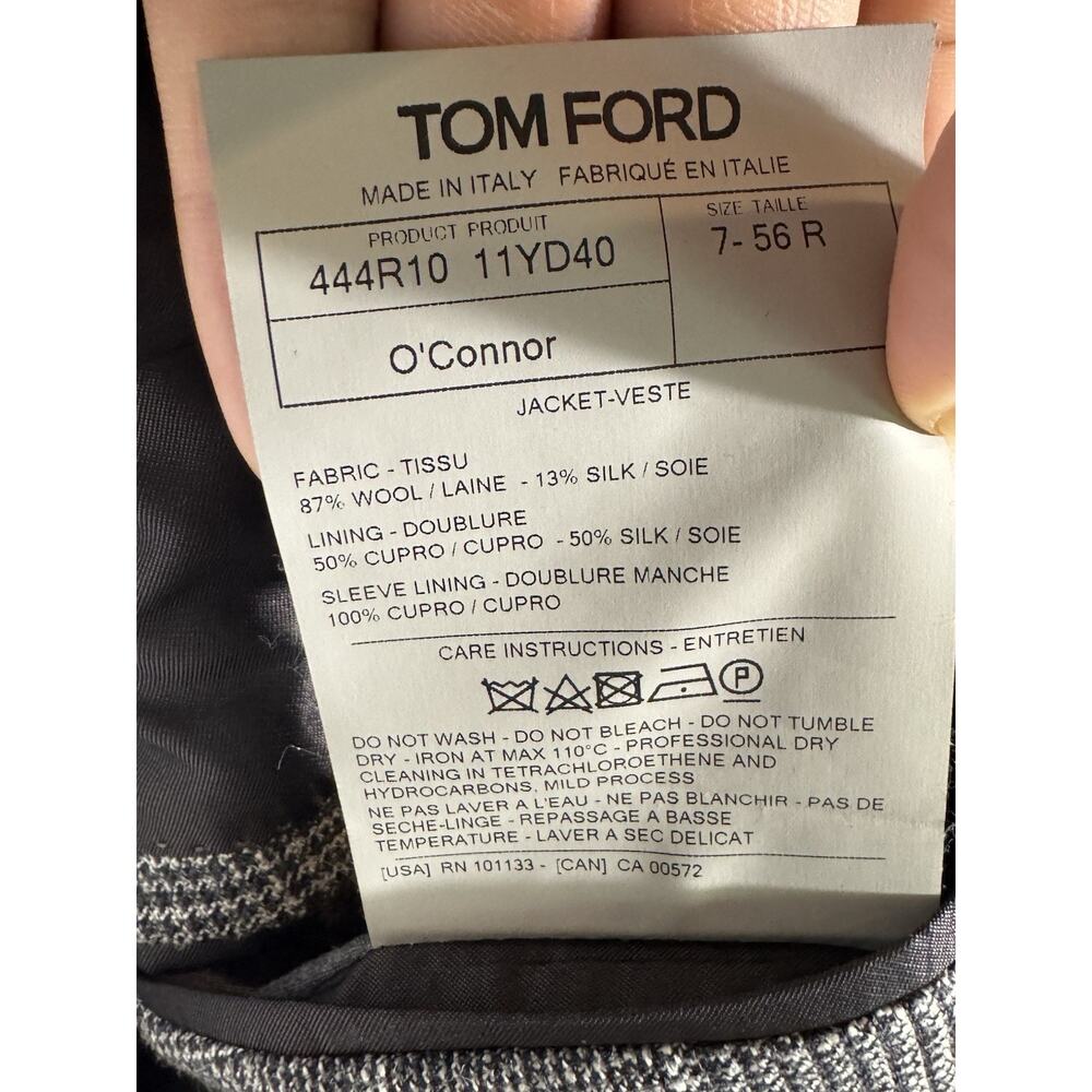 New with Tags Tom Ford Prince of Wales Houndstooth Gray Blazer 54 44R Peak Lapel - Picture 6 of 15
